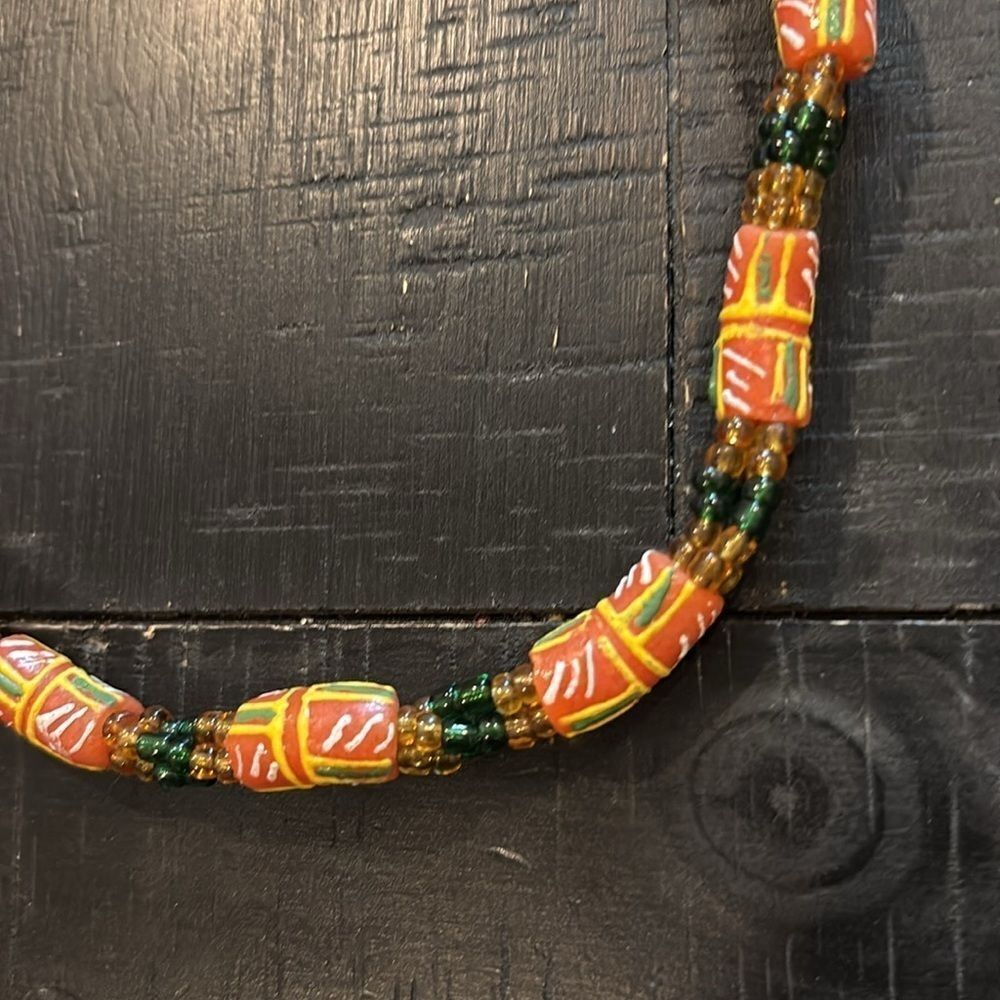 Vintage African Jamaica Glass Rastafarian Screw Closure Necklace - Picture 8 of 10